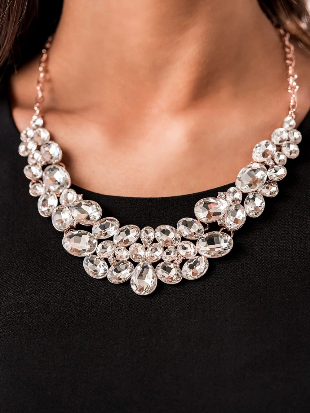 Crystal Statement Bib Necklace & Earrings Set